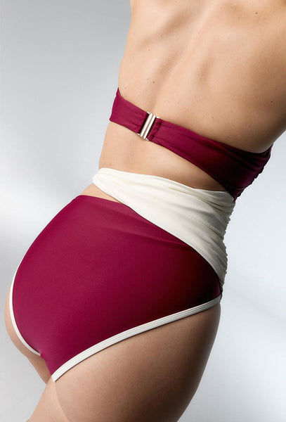 Bañador Bandeau Tahití - Burgundy-Black Limba