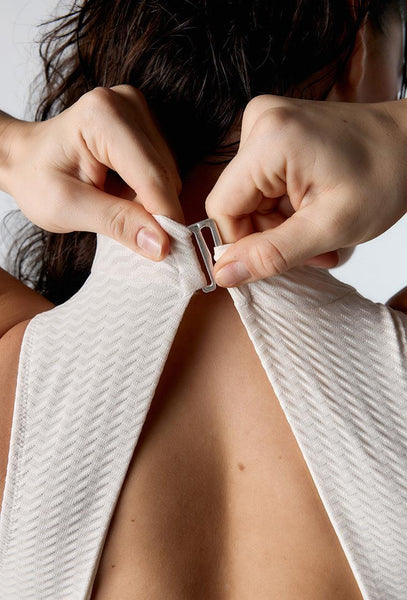 Bañador halter Bondi - Cream-Black Limba