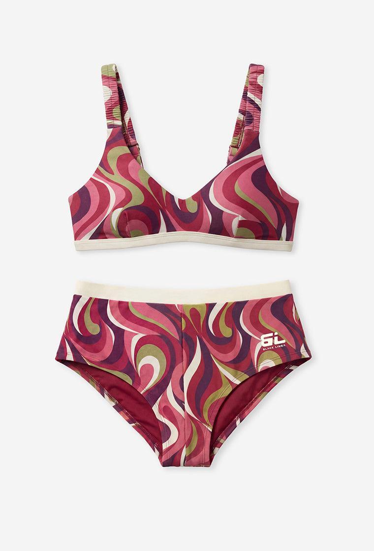 Bikini balconette Hiva - Burgundy print-Black Limba