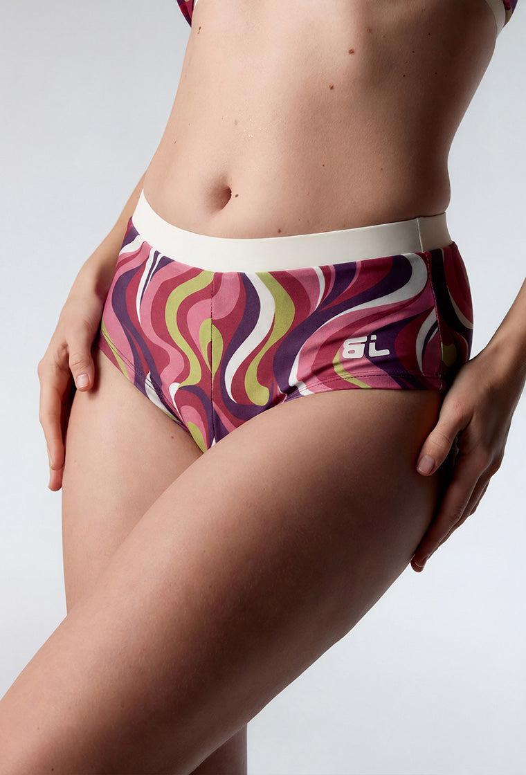 Bikini balconette Hiva - Burgundy print-Black Limba