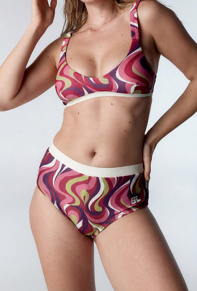 Bikini balconette Hiva - Burgundy print-Black Limba