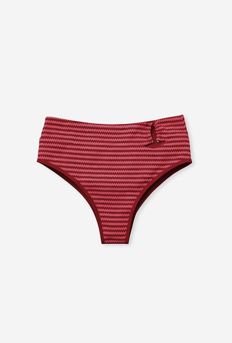 Bikini bandeau Tonga - Burgundy & Pink-Black Limba