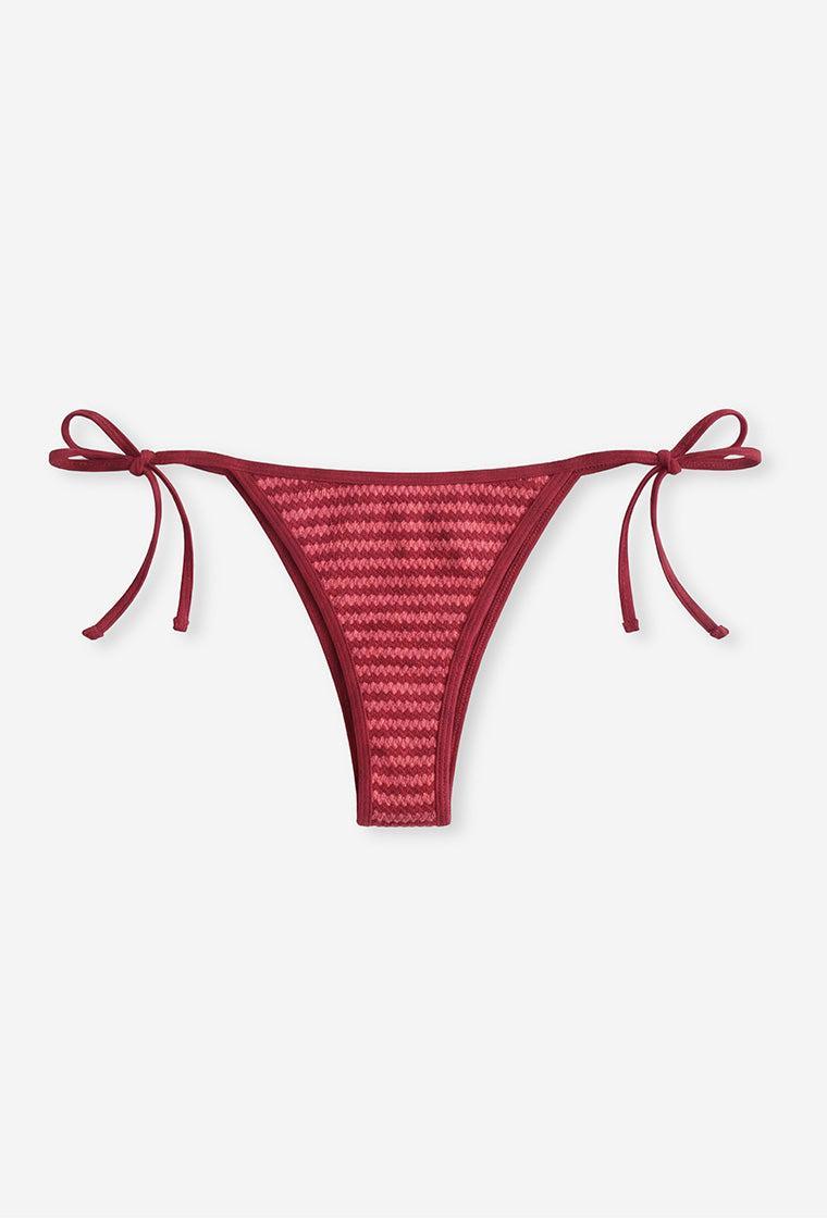 Bikini bandeau Tonga & Moorea - Burgundy & Pink-Black Limba