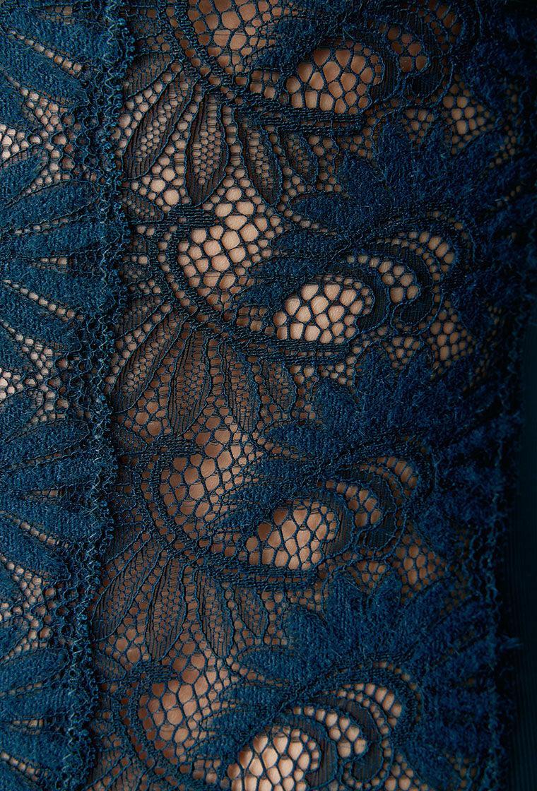 Body manga larga Linden - Teal Blue-Black Limba
