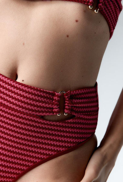 Braga bikini alta Tonga - Burgundy & pink-Black Limba