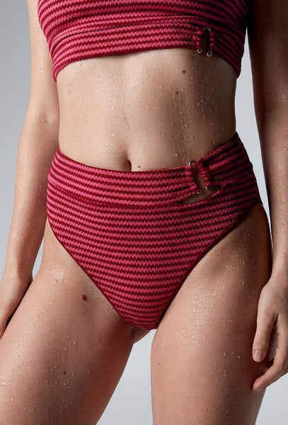 Braga bikini alta Tonga - Burgundy & pink-Black Limba
