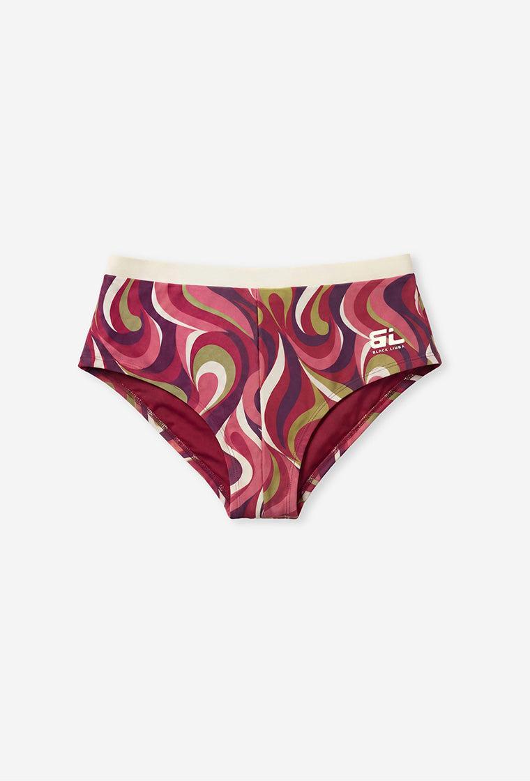 Braga bikini culotte Hiva - Burgundy print-Black Limba