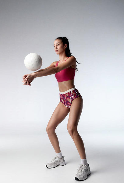 Braga bikini culotte Hiva - Burgundy print-Black Limba