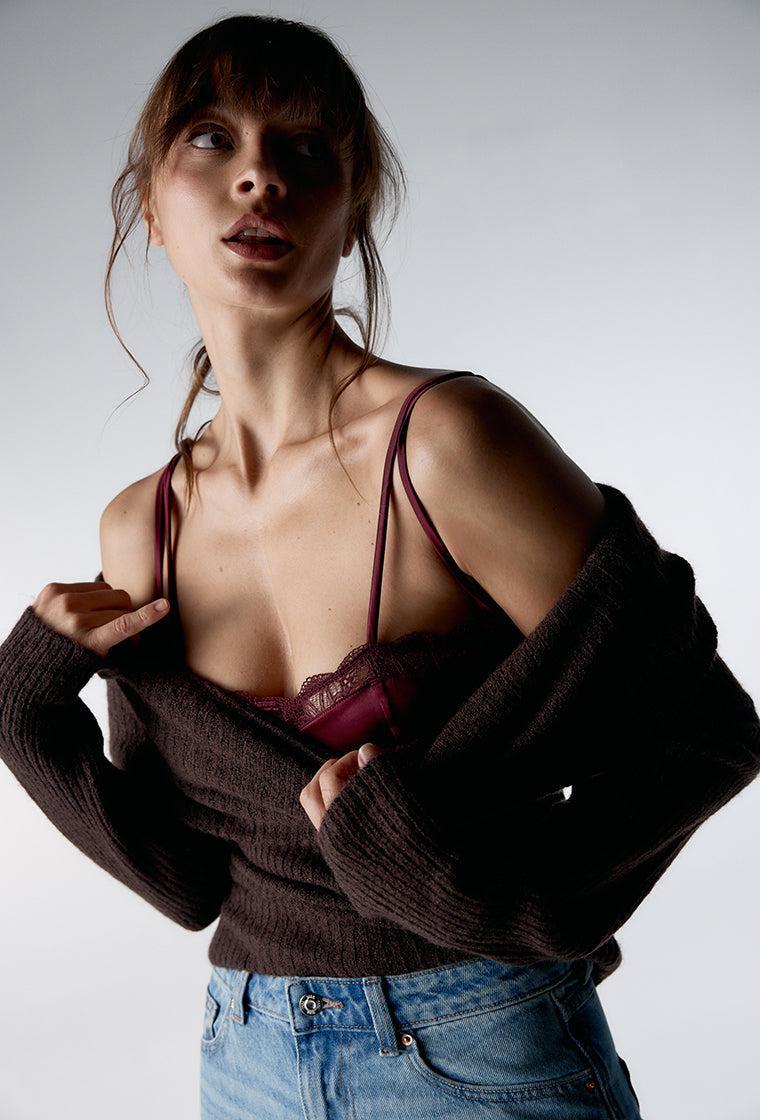 Bralette Balconette Lina - Burgundy-Black Limba