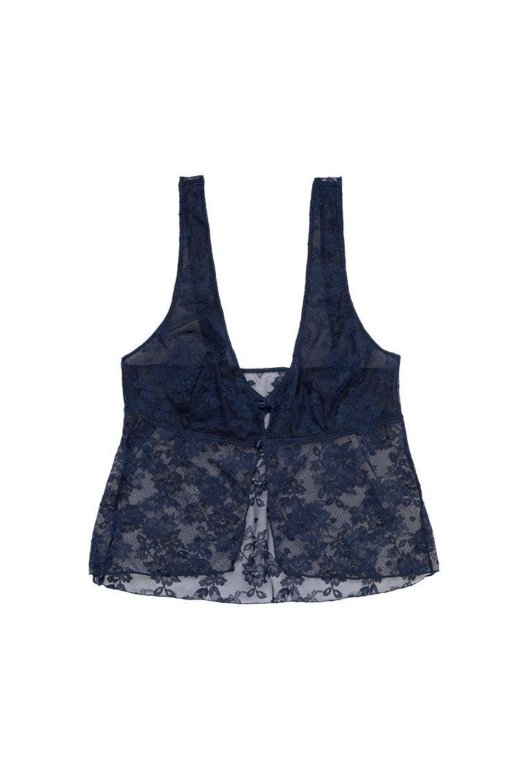 Bralette Crop top Florence - Baltic blue-Black Limba