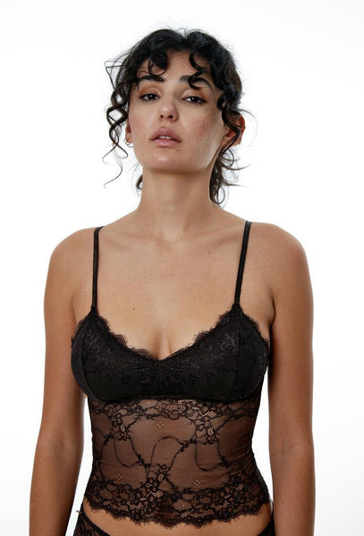 Bralette Crop top Gabriela - Chocolate-Black Limba