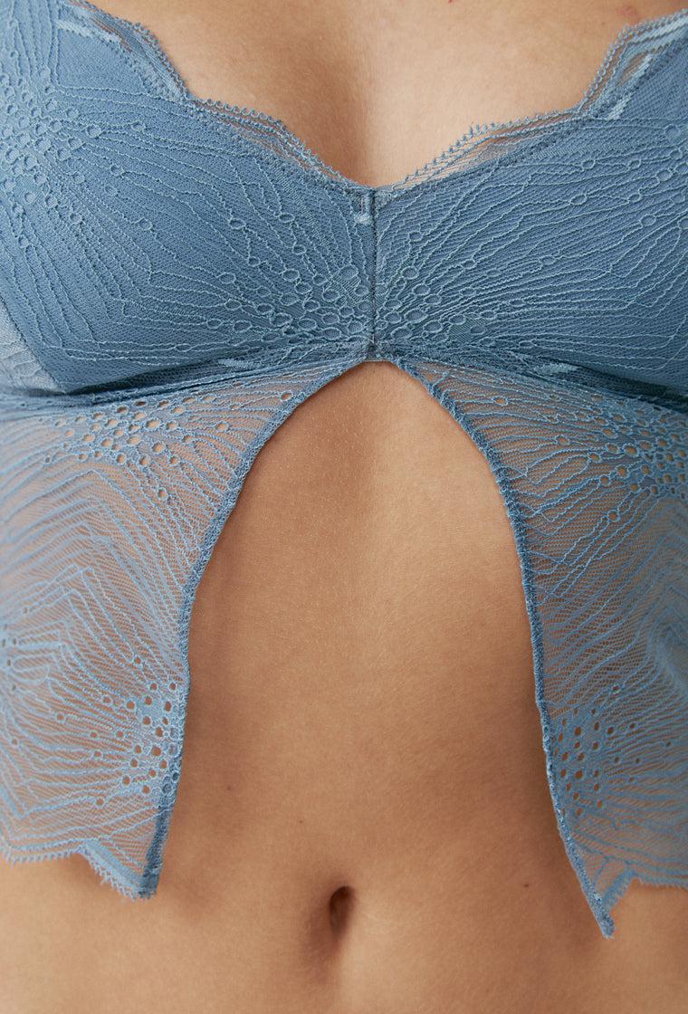 Bralette crop top Casiopea - Cloudy Blue-Black Limba