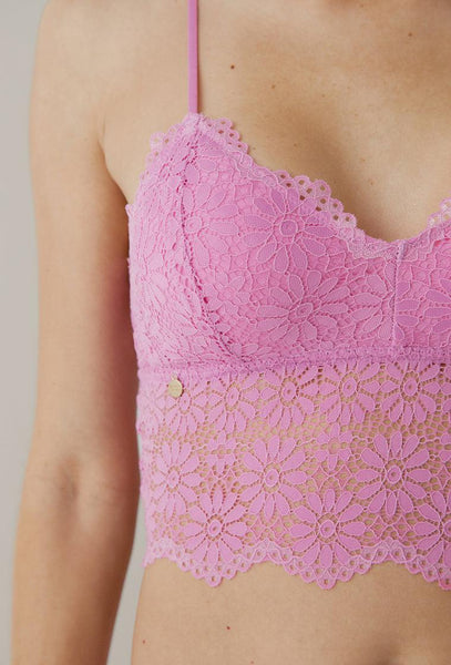 Bralette crop top Marguerite - Pink-Black Limba