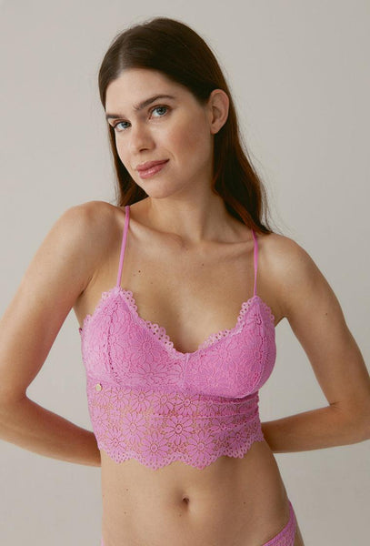 Bralette crop top Marguerite - Pink-Black Limba