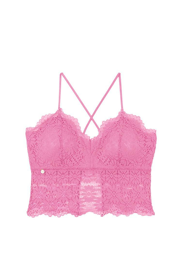 Bralette crop top Marguerite - Pink-Black Limba