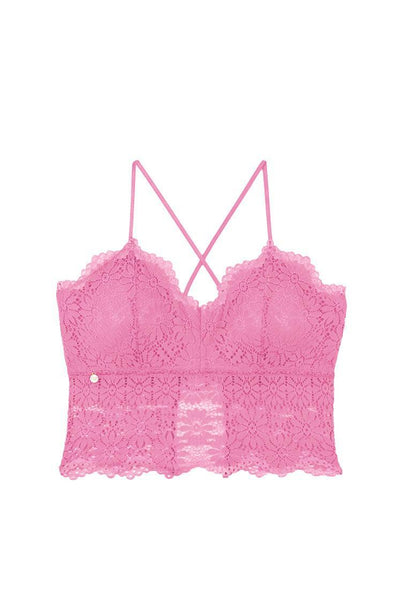 Bralette crop top Marguerite - Pink-Black Limba