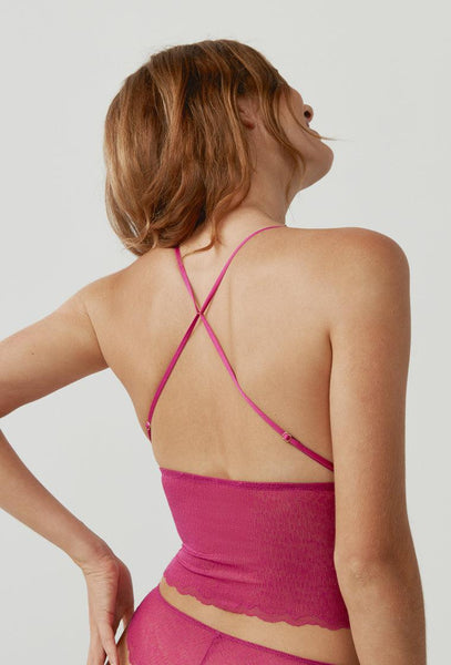 Bralette crop top Nubia - Fucsia-Black Limba