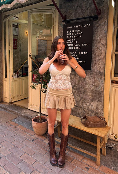 Bralette crop top Zinnia - Cream-Black Limba