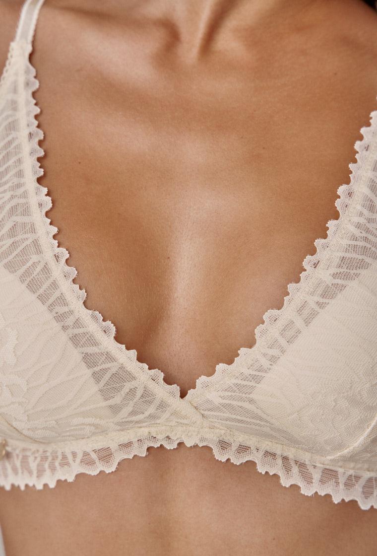 Bralette halter Bloom - Gardenia-Black Limba