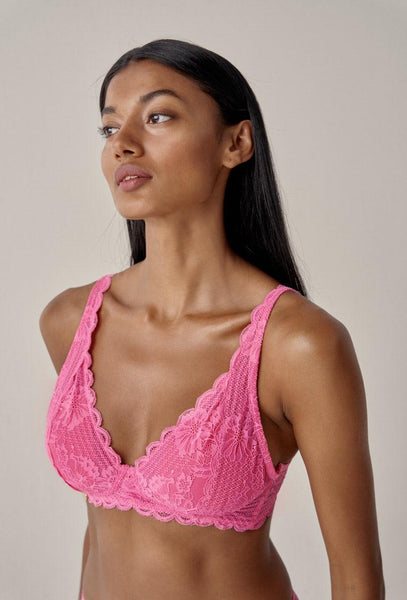 Bralette halter Flowery - Bubblegum-Black Limba