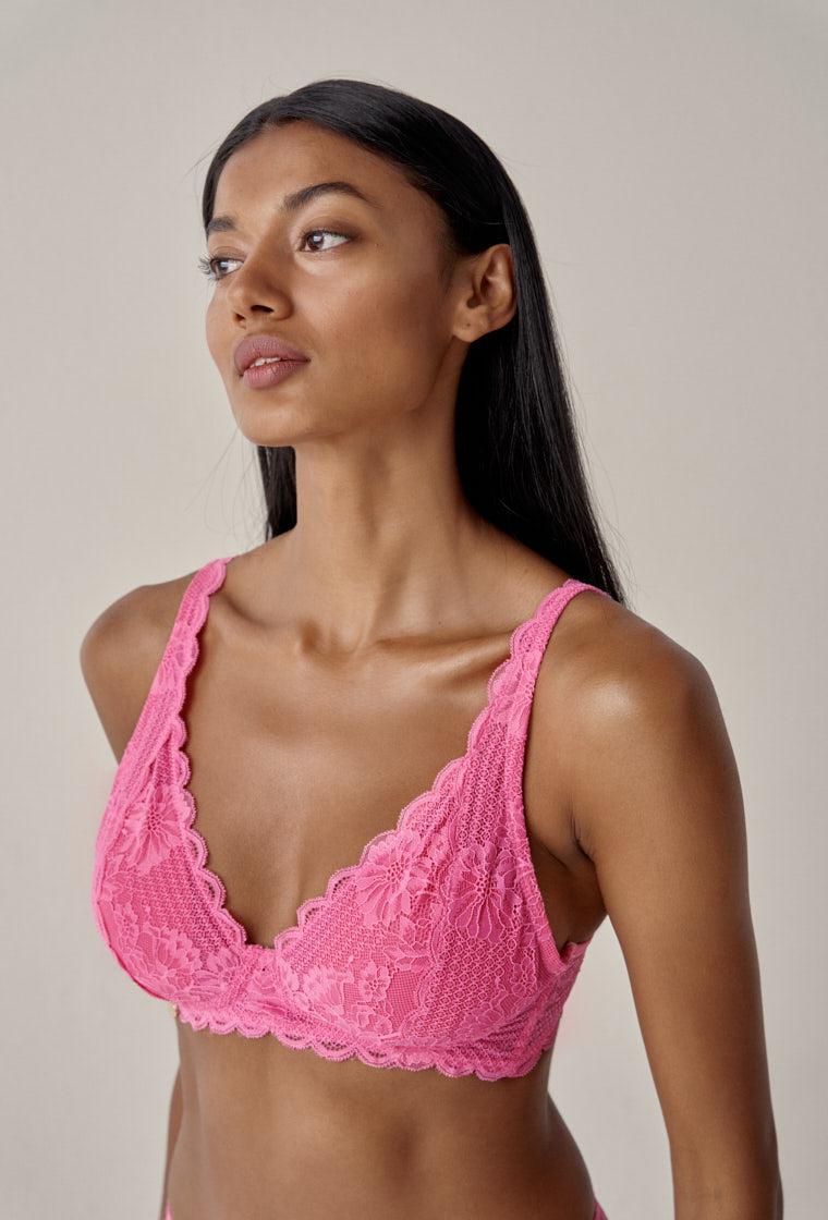 Bralette halter Flowery - Bubblegum-Black Limba