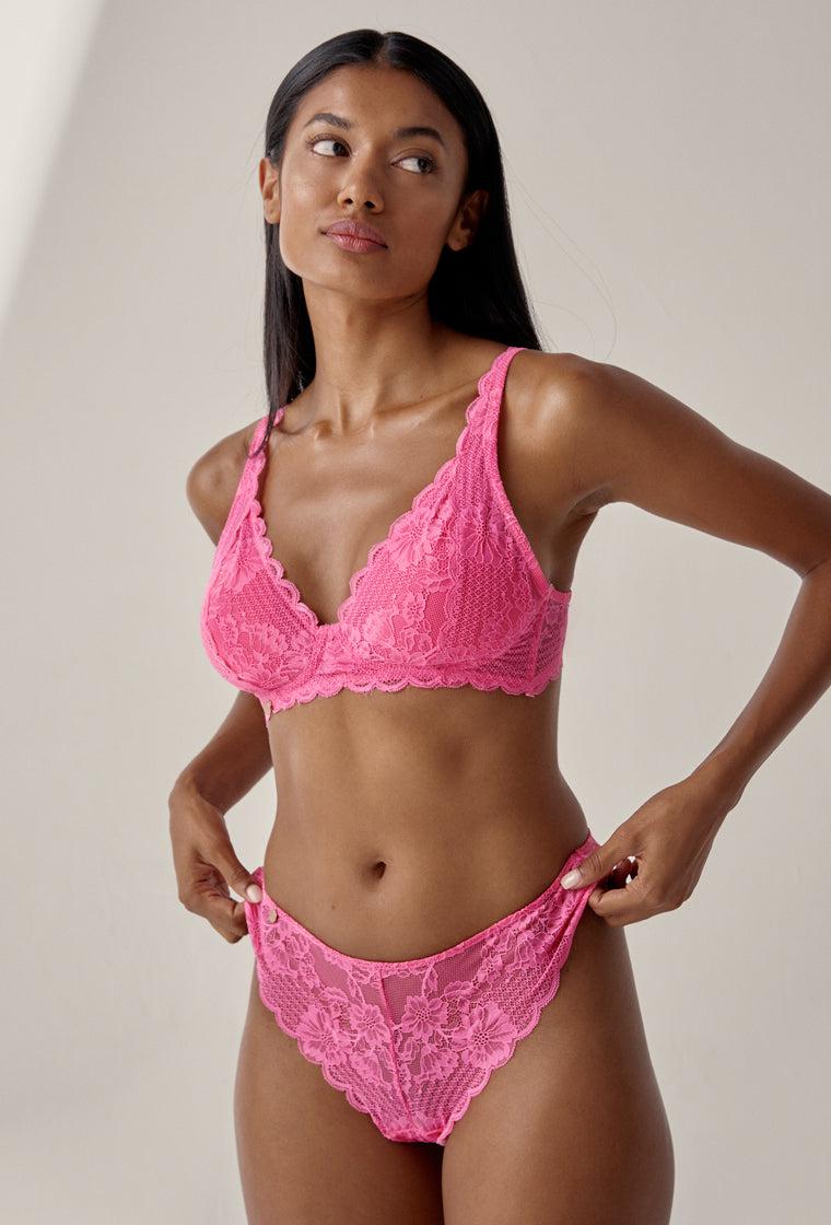 Bralette halter Flowery - Bubblegum-Black Limba
