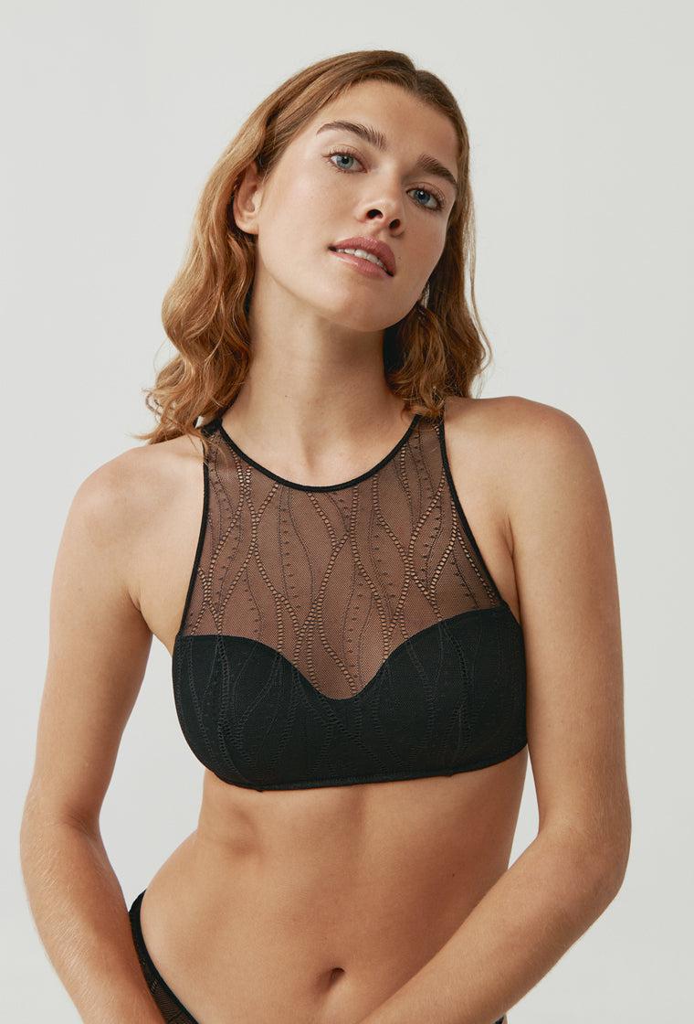 Bralette halter Orion - Black-Black Limba