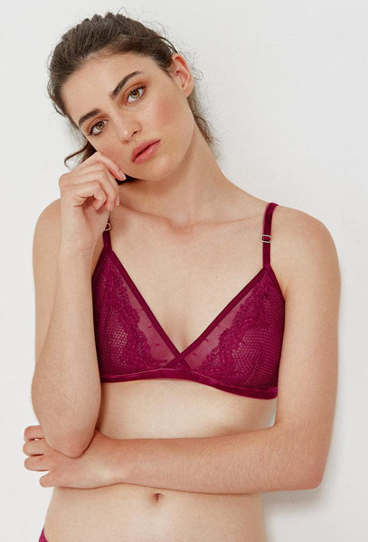 Bralette triangular Alát - Grape wine-Black Limba
