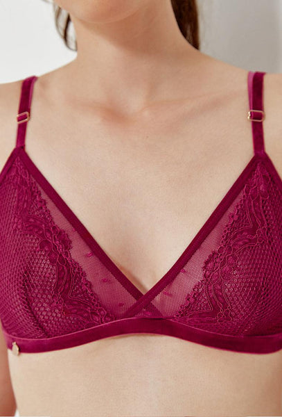 Bralette triangular Alát - Grape wine-Black Limba