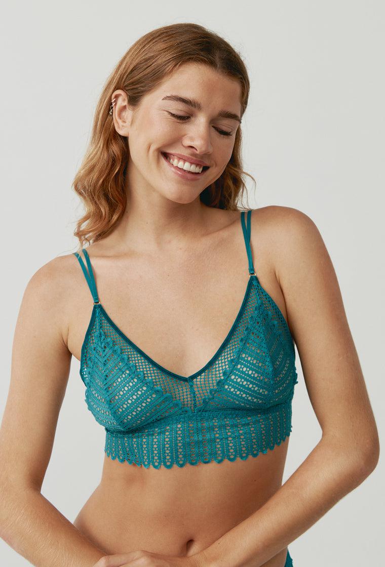Bralette triangular Masaya - Teal-Black Limba