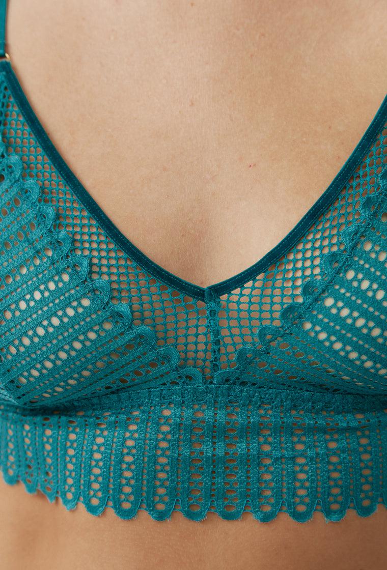 Bralette triangular Masaya - Teal-Black Limba