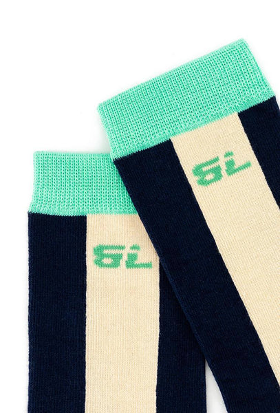Calcetines largos Row - Striped Blue & Green-Black Limba