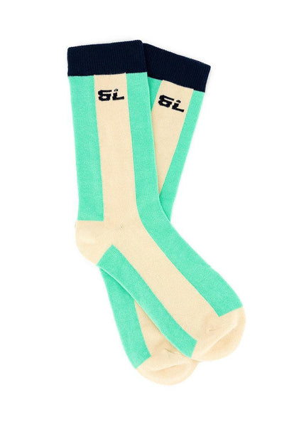 Calcetines largos Row - Striped Green & Blue-Black Limba