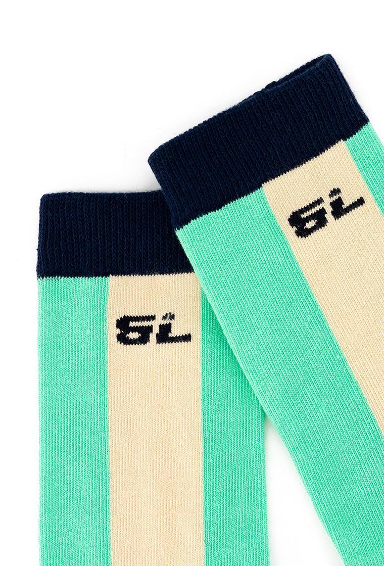 Calcetines largos Row - Striped Green & Blue-Black Limba