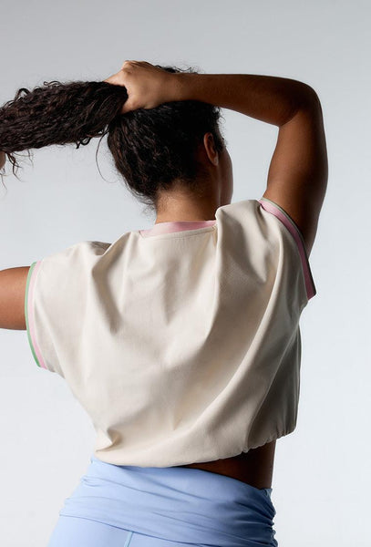 Camiseta deportiva manga corta Rally - Cream-Black Limba