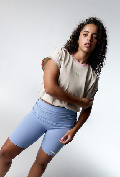 Camiseta deportiva manga corta Rally - Cream-Black Limba