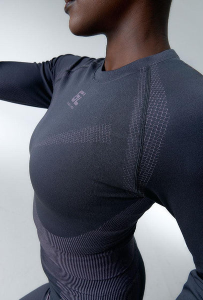 Camiseta deportiva manga larga Flex motion - Grey & lavender-Black Limba