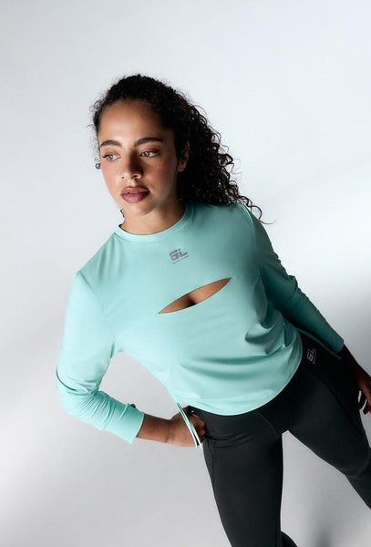 Camiseta deportiva manga larga Hill - Mint-Black Limba