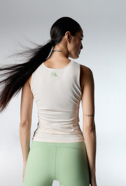 Camiseta deportiva sin mangas Cassey - Cream-Black Limba