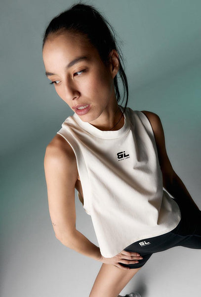 Camiseta deportiva sin mangas Cross - Cream-Black Limba