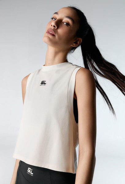 Camiseta deportiva sin mangas Cross - Cream-Black Limba