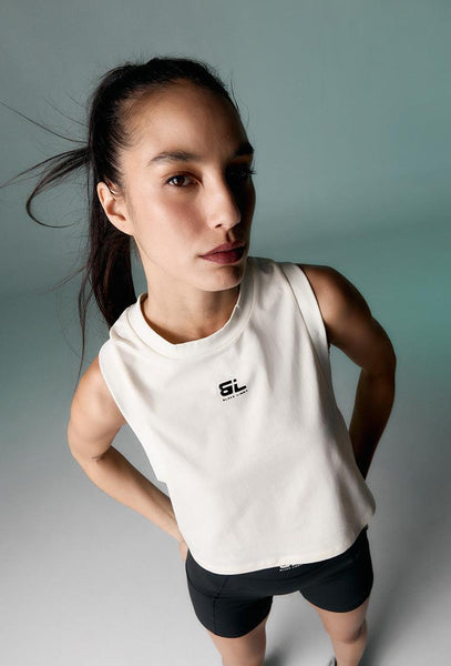 Camiseta deportiva sin mangas Cross - Cream-Black Limba