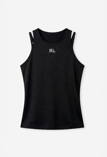 Camiseta deportiva sin mangas London - Black-Black Limba