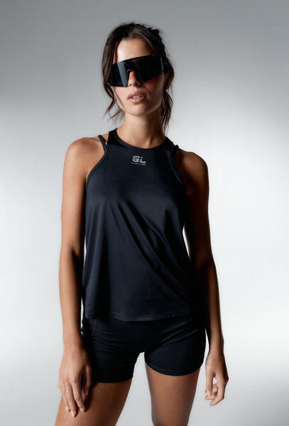 Camiseta deportiva sin mangas London - Black-Black Limba