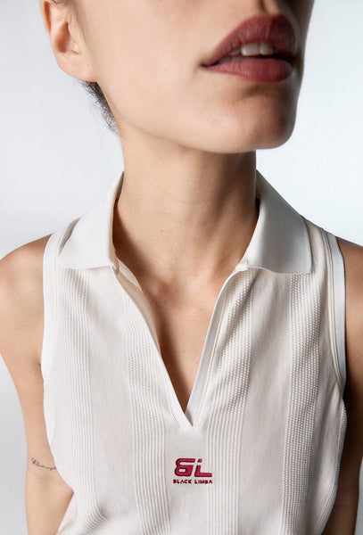 Camiseta polo sin mangas Betty - Cream-Black Limba