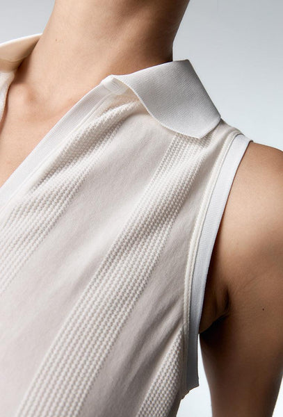 Camiseta polo sin mangas Betty - Cream-Black Limba