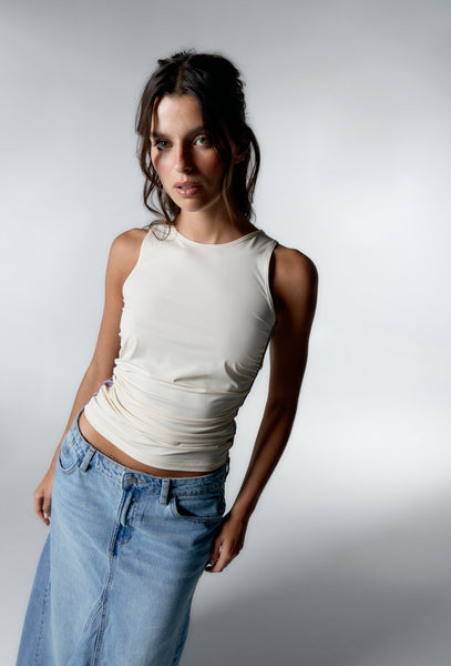 Camiseta deportiva sin mangas Cassey - Cream