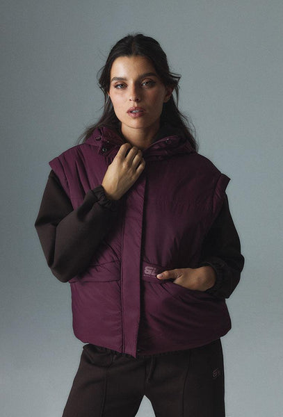 Chaqueta acolchada convertible Verbier - Aubergine-Black Limba