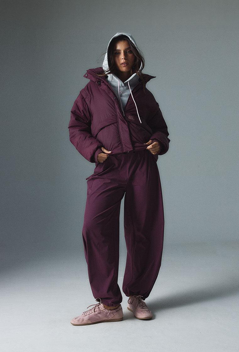 Chaqueta acolchada convertible Verbier - Aubergine-Black Limba