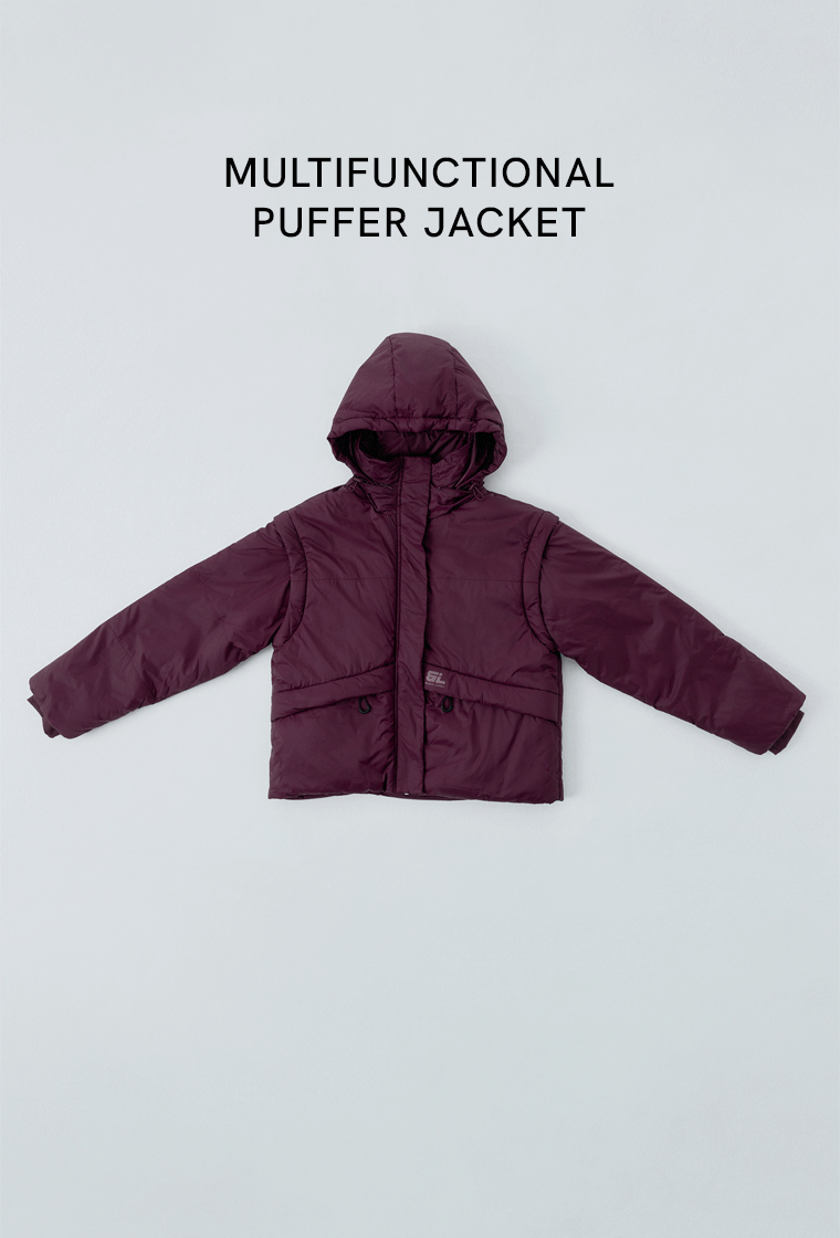 Chaqueta acolchada convertible Verbier - Aubergine-Black Limba